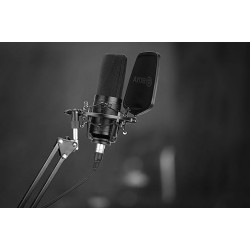 Boya BY-M1000 Condenser Microphone Podcast Mic Kit Support Omnidirectional/Bidirectional with Double-layer Pop Filter Shock Mount XLR Cable for Singer Vocals Podcaster Home Studio Voice Over Recording