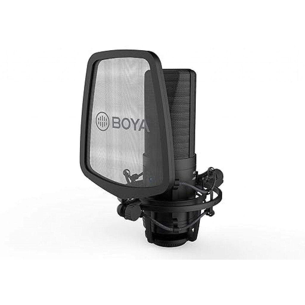 Boya BY-M1000 Condenser Microphone Podcast Mic Kit Support Omnidirectional/Bidirectional with Double-layer Pop Filter Shock Mount XLR Cable for Singer Vocals Podcaster Home Studio Voice Over Recording Boya BY-M1000 Condenser Microphone Podcast Mic Kit Support Omnidirectional/Bidirectional with Double-layer Pop Filter Shock Mount XLR Cable for Singer Vocals Podcaster Home Studio Voice Over Recording
