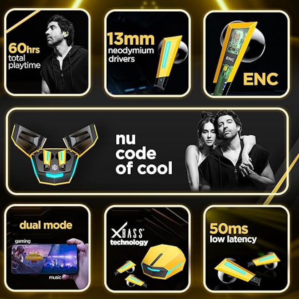 Nu Republic Transform-X Earphone, Earbuds Bluetooth Wireless with X-Bass, ENC Technology 