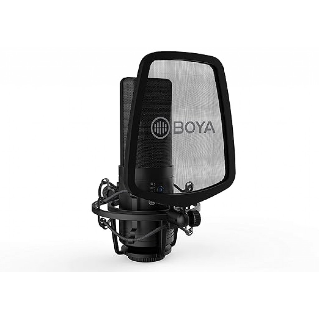 Boya BY-M1000 Condenser Microphone Podcast Mic Kit Support Omnidirectional/Bidirectional with Double-layer Pop Filter Shock Mount XLR Cable for Singer Vocals Podcaster Home Studio Voice Over Recording Boya BY-M1000 Condenser Microphone Podcast Mic Kit Support Omnidirectional/Bidirectional with Double-layer Pop Filter Shock Mount XLR Cable for Singer Vocals Podcaster Home Studio Voice Over Recording