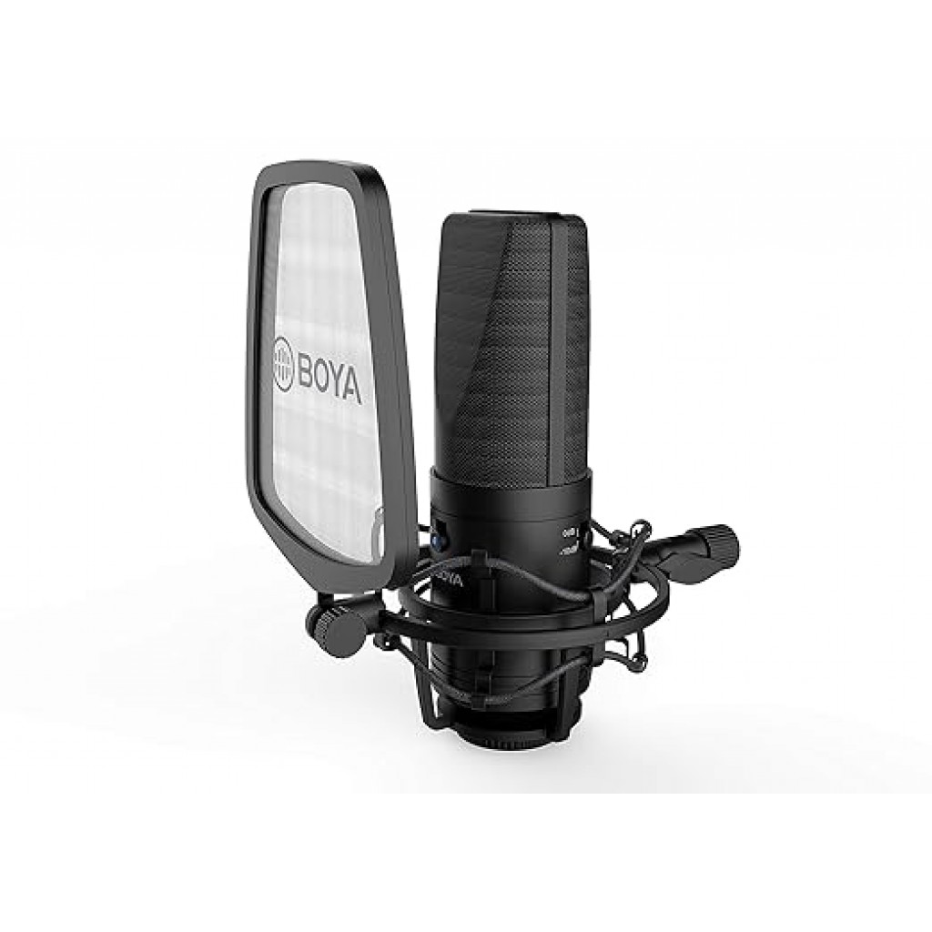 Boya BY-M1000 Condenser Microphone Podcast Mic Kit Support Omnidirectional/Bidirectional with Double-layer Pop Filter Shock Mount XLR Cable for Singer Vocals Podcaster Home Studio Voice Over Recording Boya BY-M1000 Condenser Microphone Podcast Mic Kit Support Omnidirectional/Bidirectional with Double-layer Pop Filter Shock Mount XLR Cable for Singer Vocals Podcaster Home Studio Voice Over Recording