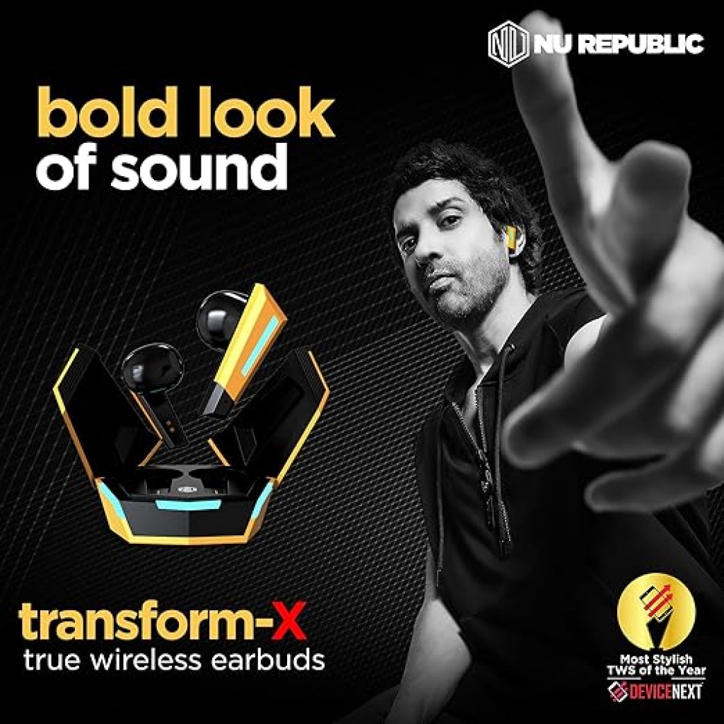 Nu Republic Transform-X Earphone, Earbuds Bluetooth Wireless with X-Bass, ENC Technology 