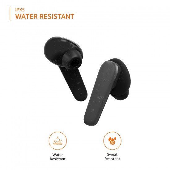 Amazon Basics Bluetooth 5.0 Truly Wireless in Ear Earbuds with mic, Up to 38 Hours Playtime Black