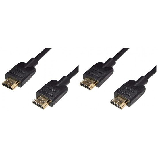 Amazon Basics High-Speed HDMI Cable, 3 Feet (Black, 2-Pack) - Supports Ethernet, 3D, 4K video