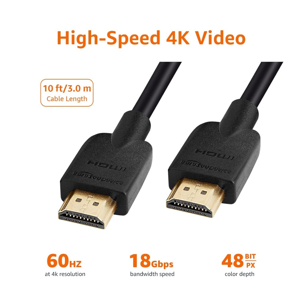 Amazon Basics High-Speed HDMI Cable, 3 Feet (Black, 2-Pack) - Supports Ethernet, 3D, 4K video Amazon Basics High-Speed HDMI Cable, 3 Feet (Black, 2-Pack) - Supports Ethernet, 3D, 4K video
