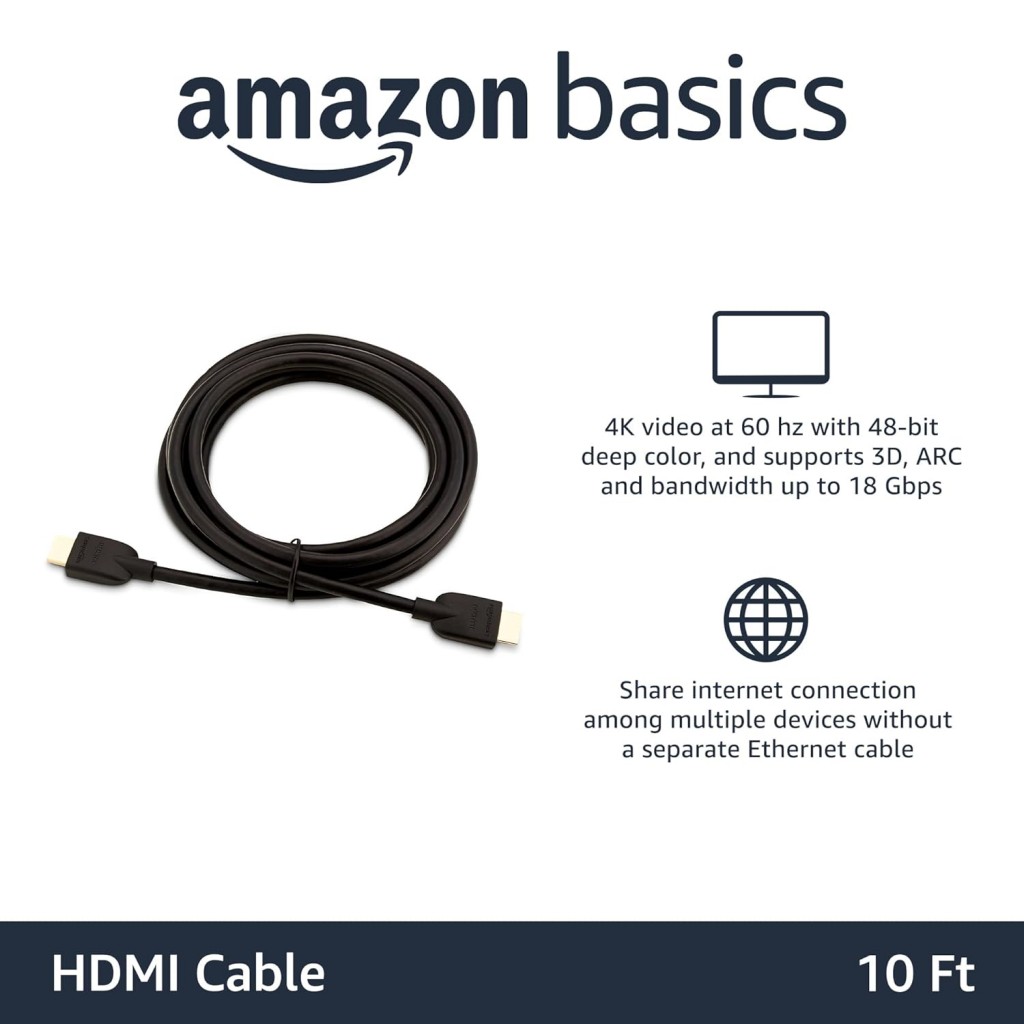 Amazon Basics High-Speed HDMI Cable, 3 Feet (Black, 2-Pack) - Supports Ethernet, 3D, 4K video Amazon Basics High-Speed HDMI Cable, 3 Feet (Black, 2-Pack) - Supports Ethernet, 3D, 4K video