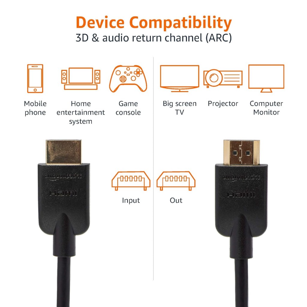Amazon Basics High-Speed HDMI Cable, 3 Feet (Black, 2-Pack) - Supports Ethernet, 3D, 4K video Amazon Basics High-Speed HDMI Cable, 3 Feet (Black, 2-Pack) - Supports Ethernet, 3D, 4K video