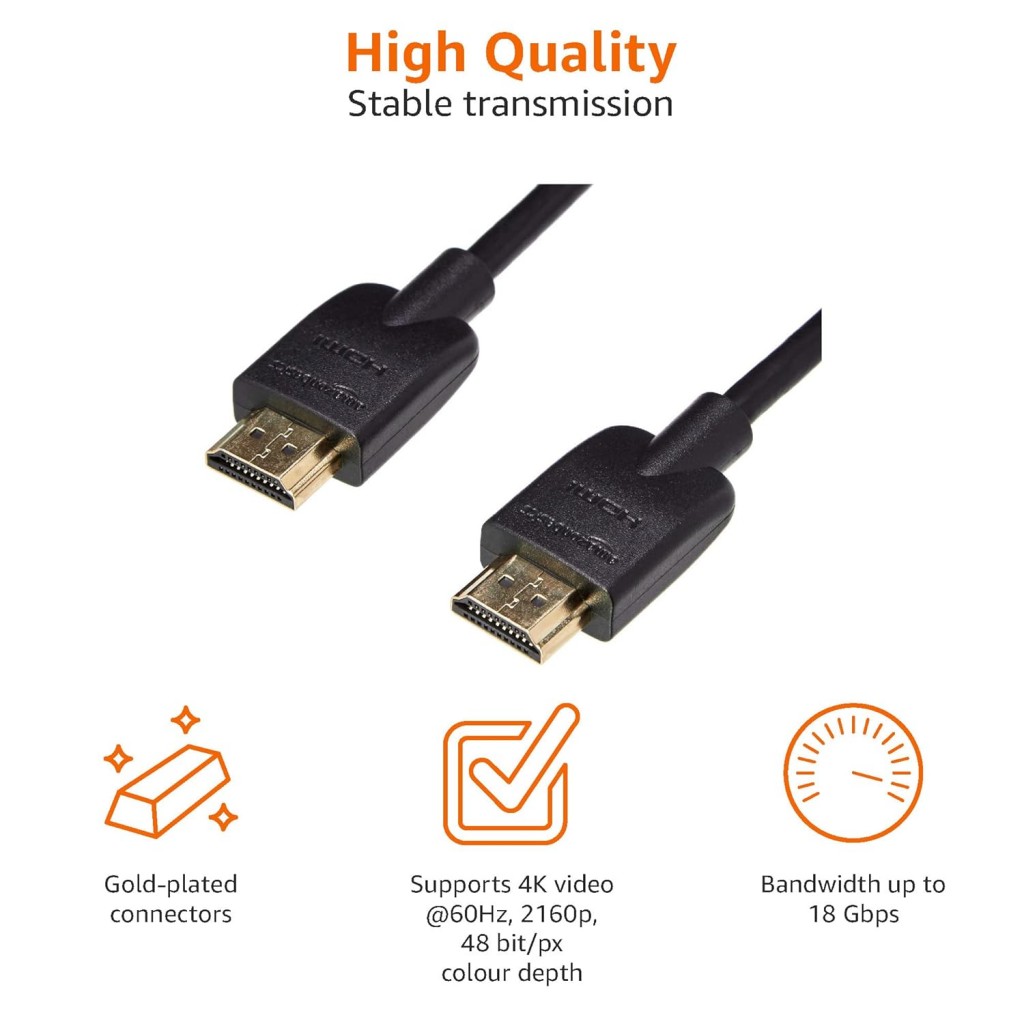 Amazon Basics High-Speed HDMI Cable, 3 Feet (Black, 2-Pack) - Supports Ethernet, 3D, 4K video Amazon Basics High-Speed HDMI Cable, 3 Feet (Black, 2-Pack) - Supports Ethernet, 3D, 4K video