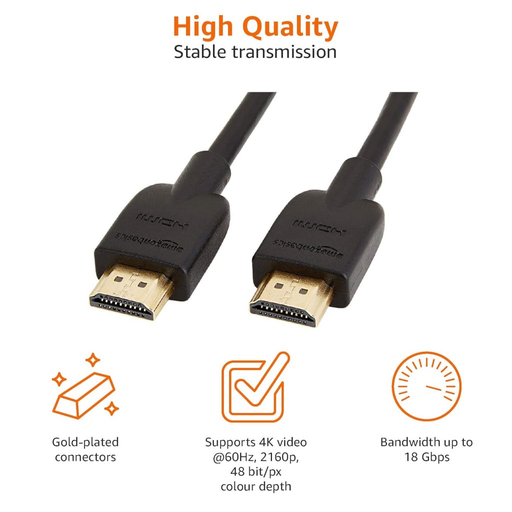 Amazon Basics High-Speed HDMI Cable, 3 Feet (Black, 2-Pack) - Supports Ethernet, 3D, 4K video Amazon Basics High-Speed HDMI Cable, 3 Feet (Black, 2-Pack) - Supports Ethernet, 3D, 4K video