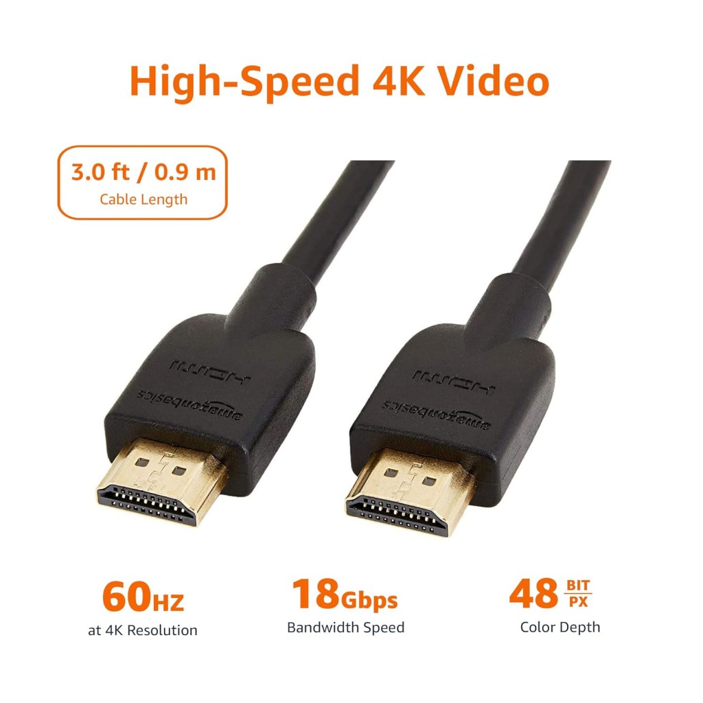 Amazon Basics High-Speed HDMI Cable, 3 Feet (Black, 2-Pack) - Supports Ethernet, 3D, 4K video Amazon Basics High-Speed HDMI Cable, 3 Feet (Black, 2-Pack) - Supports Ethernet, 3D, 4K video