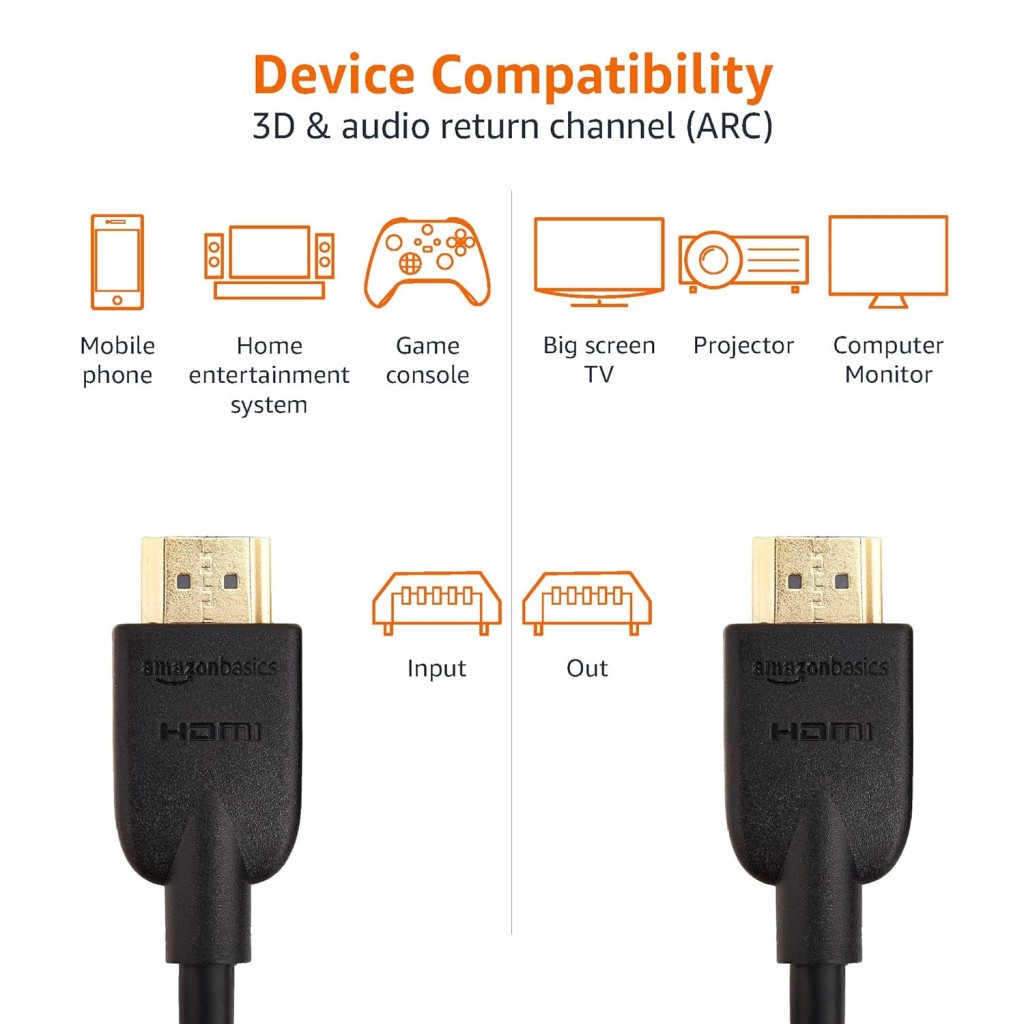 Amazon Basics High-Speed HDMI Cable, 3 Feet (Black, 2-Pack) - Supports Ethernet, 3D, 4K video Amazon Basics High-Speed HDMI Cable, 3 Feet (Black, 2-Pack) - Supports Ethernet, 3D, 4K video