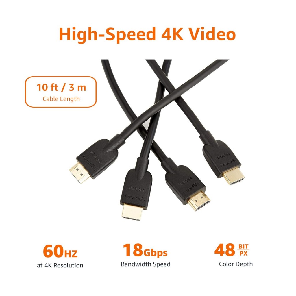 Amazon Basics High-Speed HDMI Cable, 3 Feet (Black, 2-Pack) - Supports Ethernet, 3D, 4K video Amazon Basics High-Speed HDMI Cable, 3 Feet (Black, 2-Pack) - Supports Ethernet, 3D, 4K video
