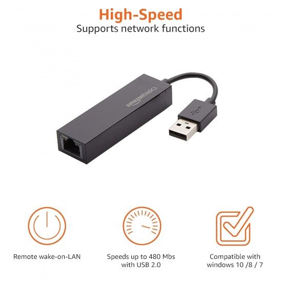 AmazonBasics USB 2.0 to 10/100 Ethernet LAN Network Adapter