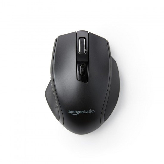 AmazonBasics USB Ergonomic Wireless Mouse - DPI Adjustable - Black