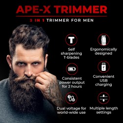 Beardo Ape-X 3-in-1 Multipurpose Trimmer for Men | Grooming Kit :- Trimmer, Shaver, Ear & Nose Trimmer  Beardo Ape-X 3-in-1 Multipurpose Trimmer for Men | Grooming Kit :- Trimmer, Shaver, Ear & Nose Trimmer