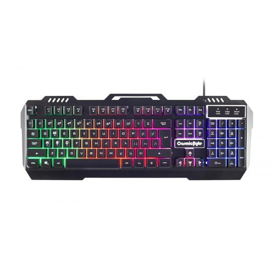 Cosmic Byte CB-GK-05 Titan Wired Gaming Keyboard with Aluminum Body, Rainbow Backlit Keycaps, Braided Cable (Black)