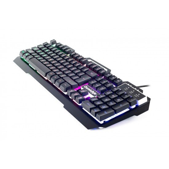 Cosmic Byte CB-GK-05 Titan Wired Gaming Keyboard with Aluminum Body, Rainbow Backlit Keycaps, Braided Cable (Black)