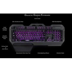 Cosmic Byte CB-GK-17 Galactic Wired Gaming Keyboard with Aluminium Body, 7 Color RGB Backlit with Effects, Anti-Ghosting (Black)