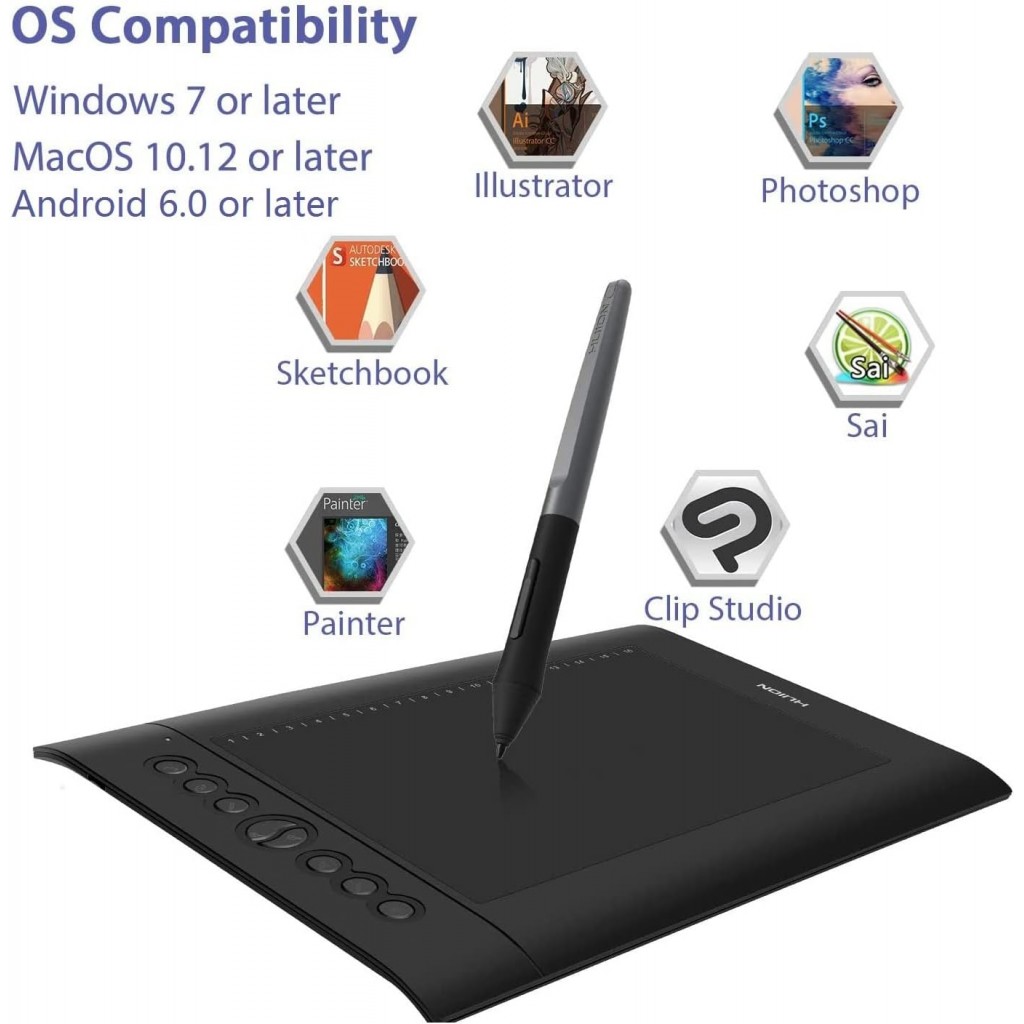 Insiprpy H610 Pro V2 Android Support Graphics Drawing Tablet with Battery-Free Stylus Tilt 8192 Pen Pressure 8 Press Keys for Art Animation Beginner-10inch Insiprpy H610 Pro V2 Android Support Graphics Drawing Tablet with Battery-Free Stylus Tilt 8192 Pen Pressure 8 Press Keys for Art Animation Beginner-10inch