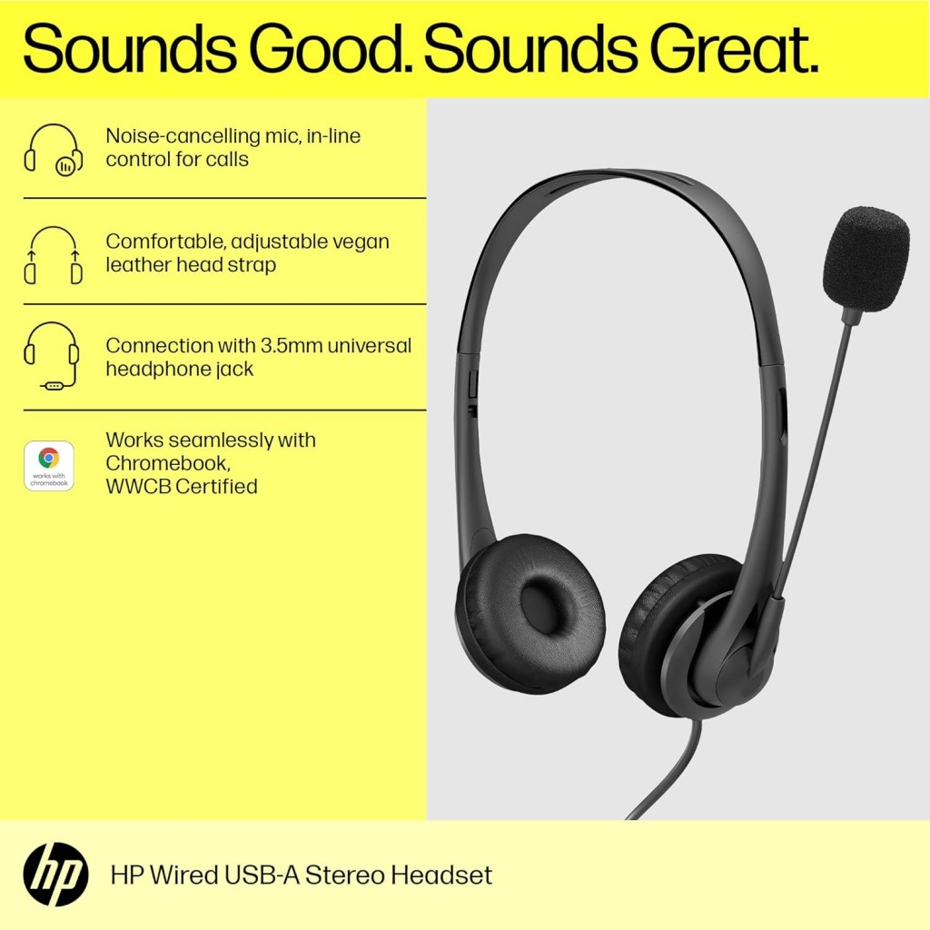 Hp Stereo 3.5Mm G2 Wired Over Ear Headphones with Control and Mute Button (428H6Aa, Black) Hp Stereo 3.5Mm G2 Wired Over Ear Headphones with Control and Mute Button (428H6Aa, Black)