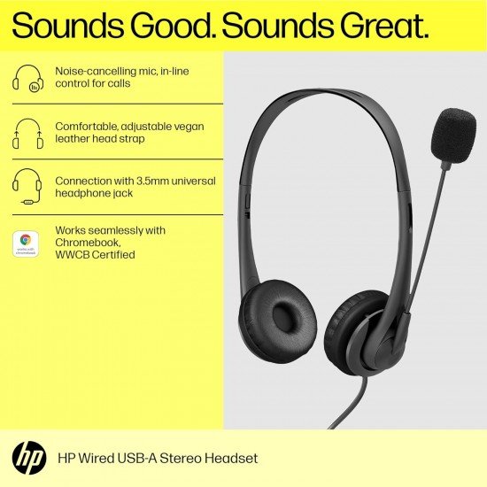 Hp Stereo 3.5Mm G2 Wired Over Ear Headphones with Control and Mute Button (428H6Aa, Black)