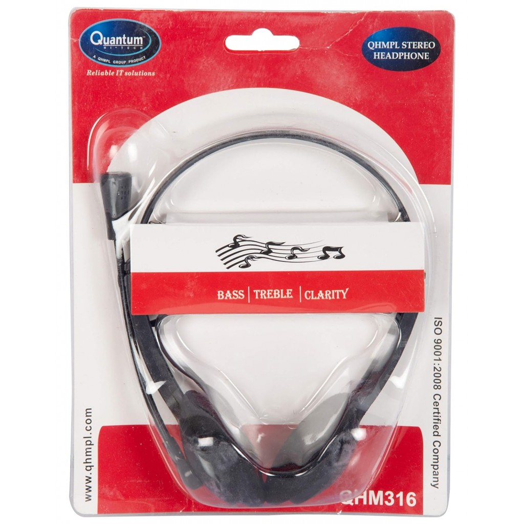 Quantum QHM316 Wired PC Stereo Headphone (Black)- Quantum QHM316 Wired PC Stereo Headphone (Black)-