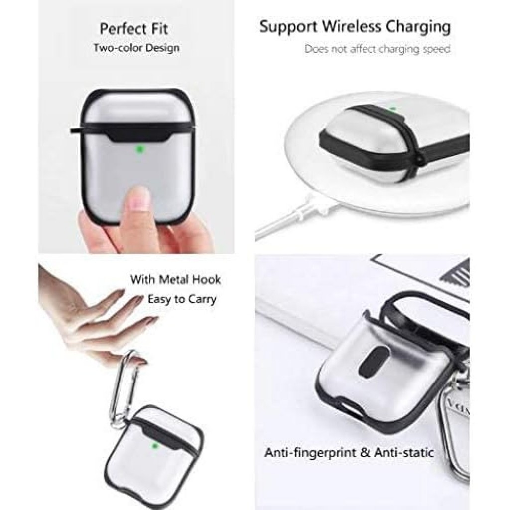 Eggshell Transparent Clear Protective Case Cover For Airpods 1 & 2 - Black Eggshell Transparent Clear Protective Case Cover For Airpods 1 & 2 - Black