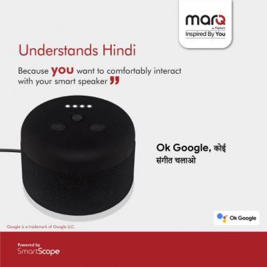 MarQ Smart Home Speaker with Google Assistant with Google Assistant Smart Speaker Black