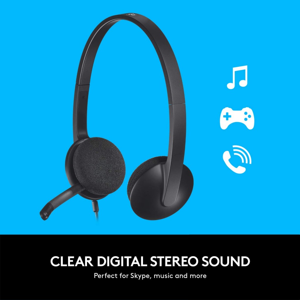 Logitech H340 Stereo Wired Over Ear Headphones With Mic With Noise-Cancelling, Usb, Pc/Mac/Laptop - Black Logitech H340 Stereo Wired Over Ear Headphones With Mic With Noise-Cancelling, Usb, Pc/Mac/Laptop - Black