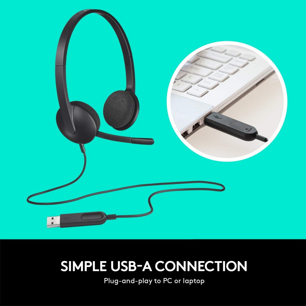 Logitech H340 Stereo Wired Over Ear Headphones With Mic With Noise-Cancelling, Usb, Pc/Mac/Laptop - Black Logitech H340 Stereo Wired Over Ear Headphones With Mic With Noise-Cancelling, Usb, Pc/Mac/Laptop - Black