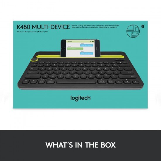 Logitech K480 Wireless Multi-Device Keyboard For Windows, Macos, With Pc, Mac, Laptop, Smartphone, Tablet - Black