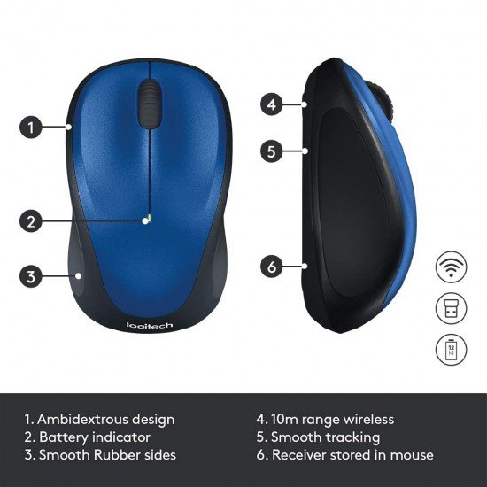 Logitech M235 Wireless Mouse, 1000 DPI Optical Tracking, 12 Month Life Battery, Compatible with Windows, Mac, Chromebook/PC/Laptop