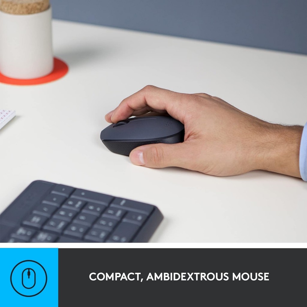 Logitech MK235 Wireless Keyboard and Mouse Set for Windows, 2.4 GHz Wireless Unifying USB Receiver- Black Logitech MK235 Wireless Keyboard and Mouse Set for Windows, 2.4 GHz Wireless Unifying USB Receiver- Black