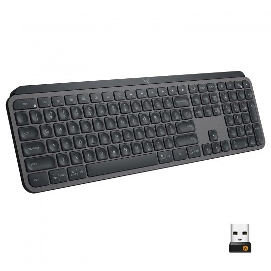 Logitech Mx Keys Advanced Illuminated Wireless Keyboard, Bluetooth, Tactile Responsive Typing, Backlit Keys, USB-C Black