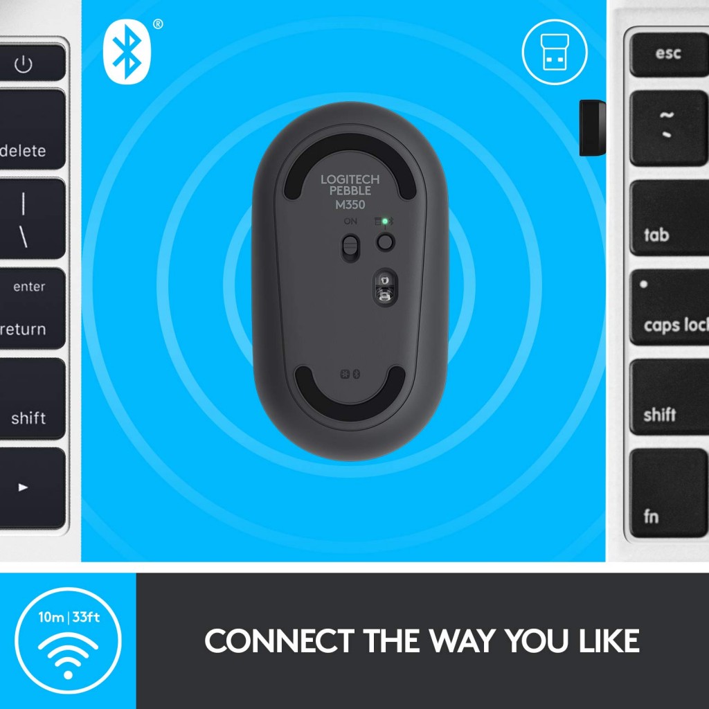 Logitech Pebble Wireless Mouse with Bluetooth or 2.4 GHz Receiver, Silent, Slim Computer Mouse black Logitech Pebble Wireless Mouse with Bluetooth or 2.4 GHz Receiver, Silent, Slim Computer Mouse black
