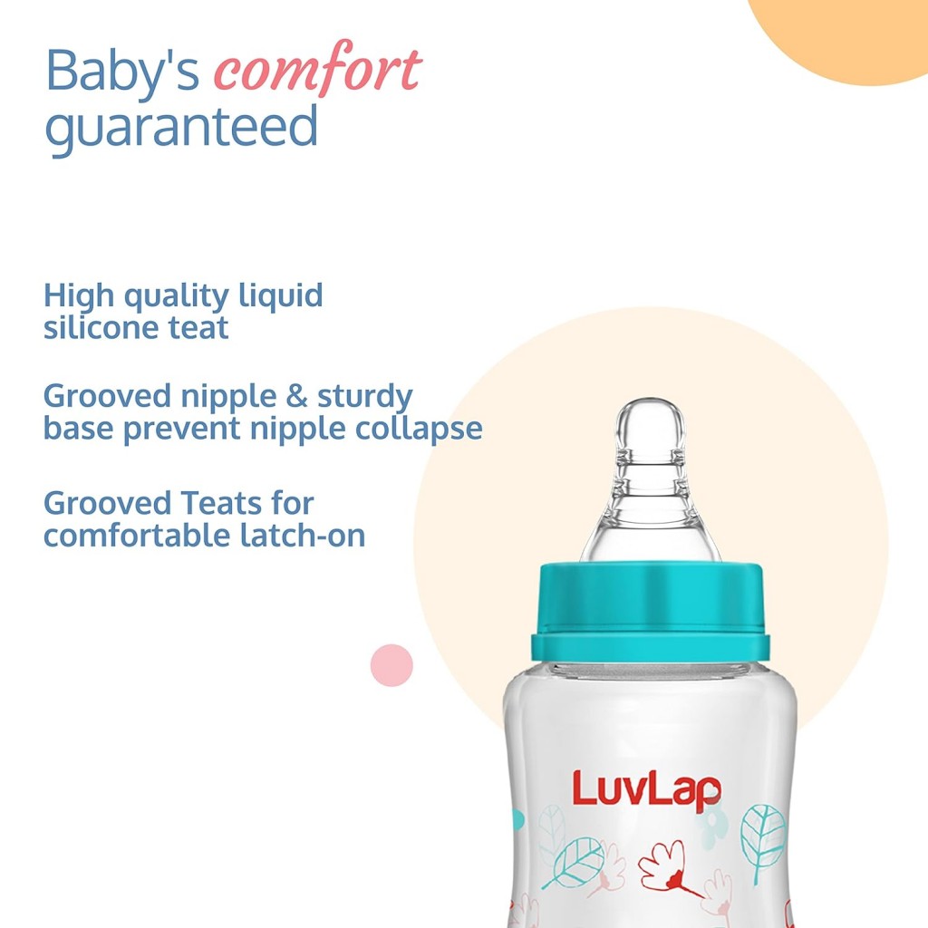 Luv Lap Anti-Colic Slim Regular Neck Essential BPA-Free Baby Feeding Bottle, 125ml, Pack of 2, Blue Green Luv Lap Anti-Colic Slim Regular Neck Essential BPA-Free Baby Feeding Bottle, 125ml, Pack of 2, Blue Green