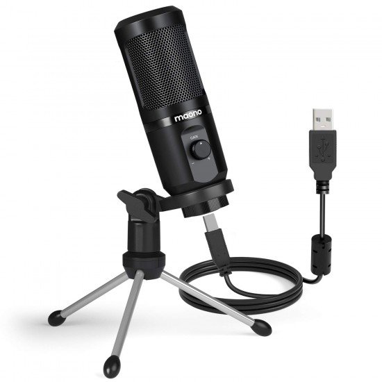 MAONO AU-PM461TR USB Condenser Unidirectional Mic for PC and Singing, Recording Microphone  (Black)