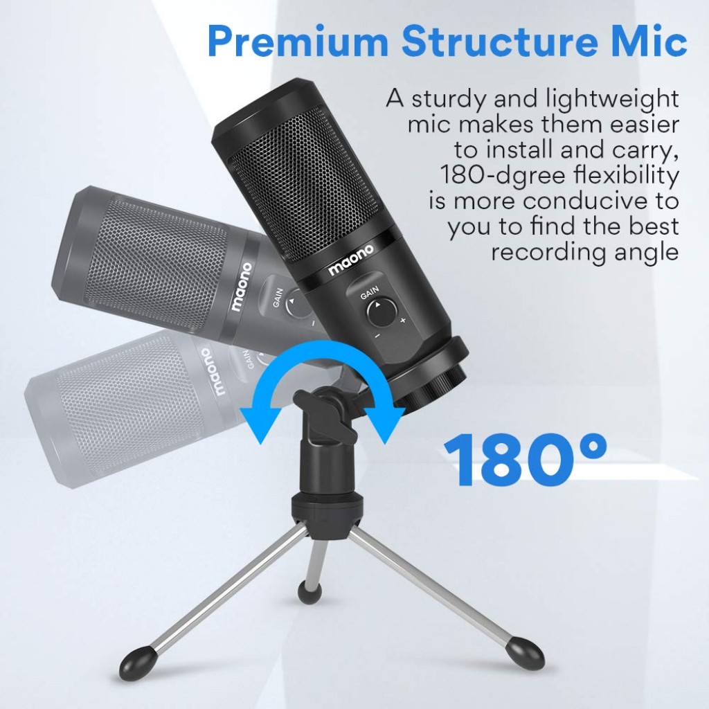 MAONO AU-PM461TR USB Condenser Unidirectional Mic for PC and Singing, Recording Microphone (Black) MAONO AU-PM461TR USB Condenser Unidirectional Mic for PC and Singing, Recording Microphone (Black)