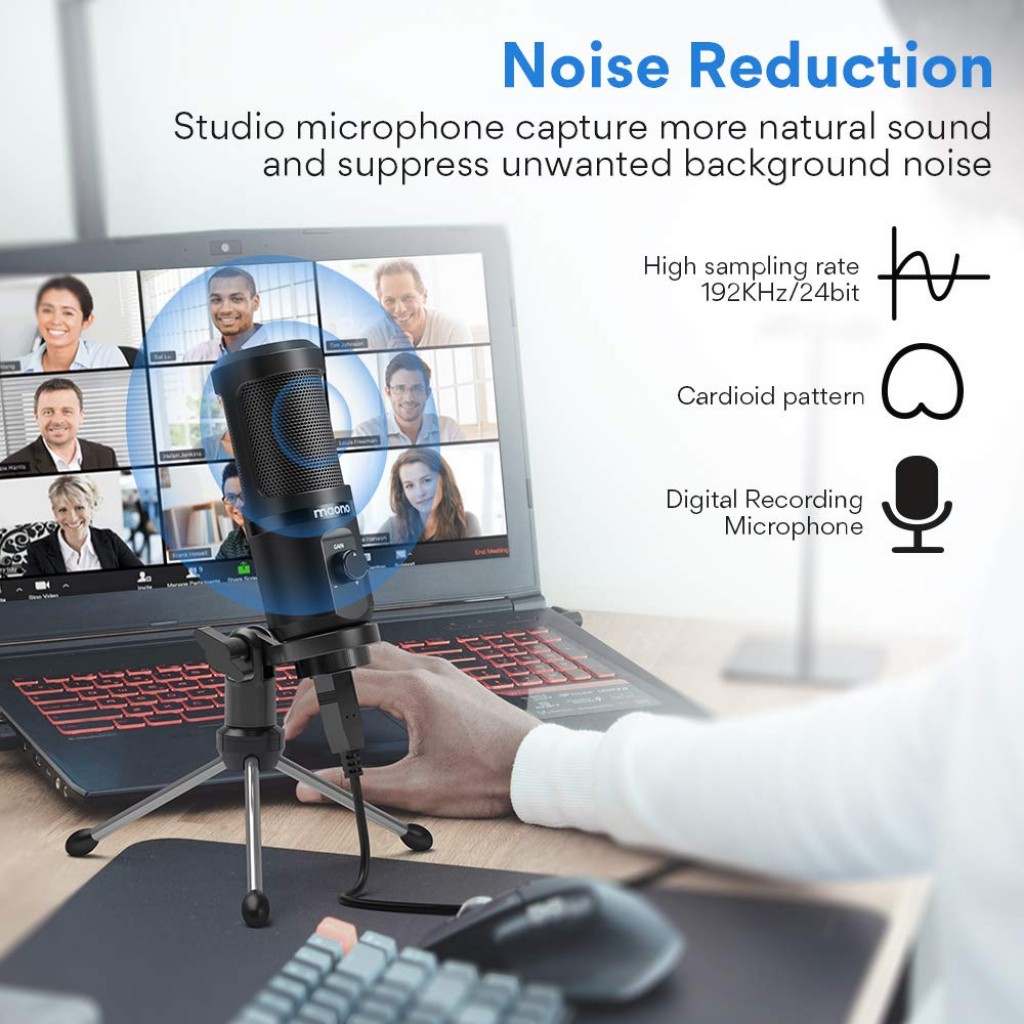 MAONO AU-PM461TR USB Condenser Unidirectional Mic for PC and Singing, Recording Microphone (Black) MAONO AU-PM461TR USB Condenser Unidirectional Mic for PC and Singing, Recording Microphone (Black)