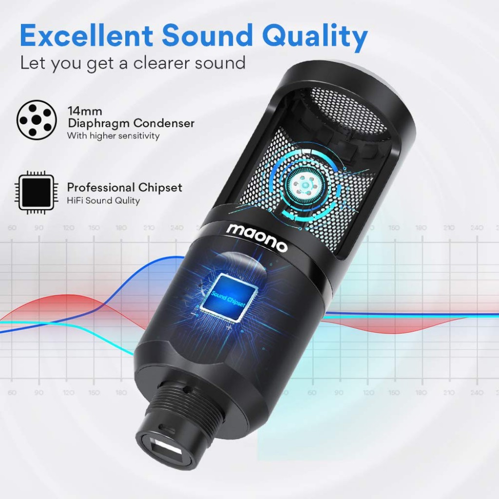 MAONO AU-PM461TR USB Condenser Unidirectional Mic for PC and Singing, Recording Microphone (Black) MAONO AU-PM461TR USB Condenser Unidirectional Mic for PC and Singing, Recording Microphone (Black)