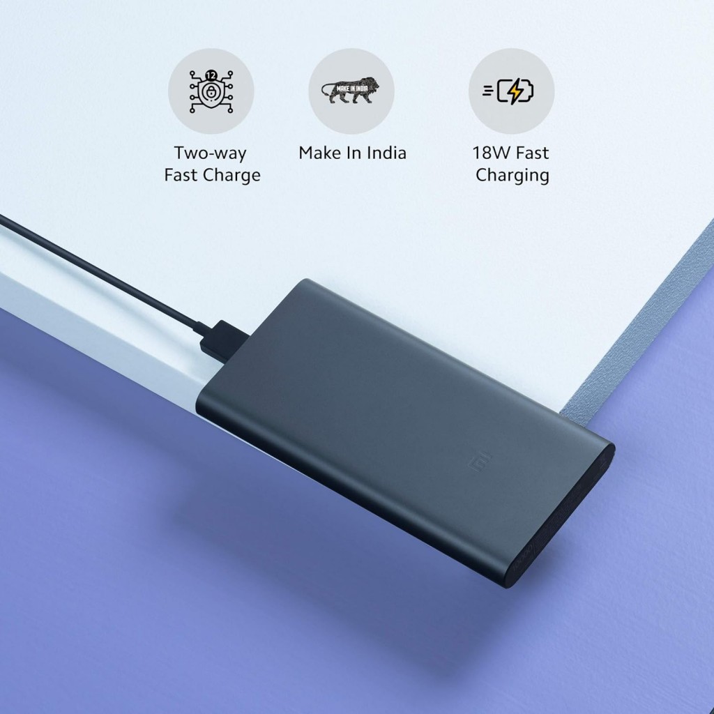 Mi Power Bank 3i 20000mAh (Sandstone Black) Triple Output and Dual Input Port 18W Fast Charging Mi Power Bank 3i 20000mAh (Sandstone Black) Triple Output and Dual Input Port 18W Fast Charging