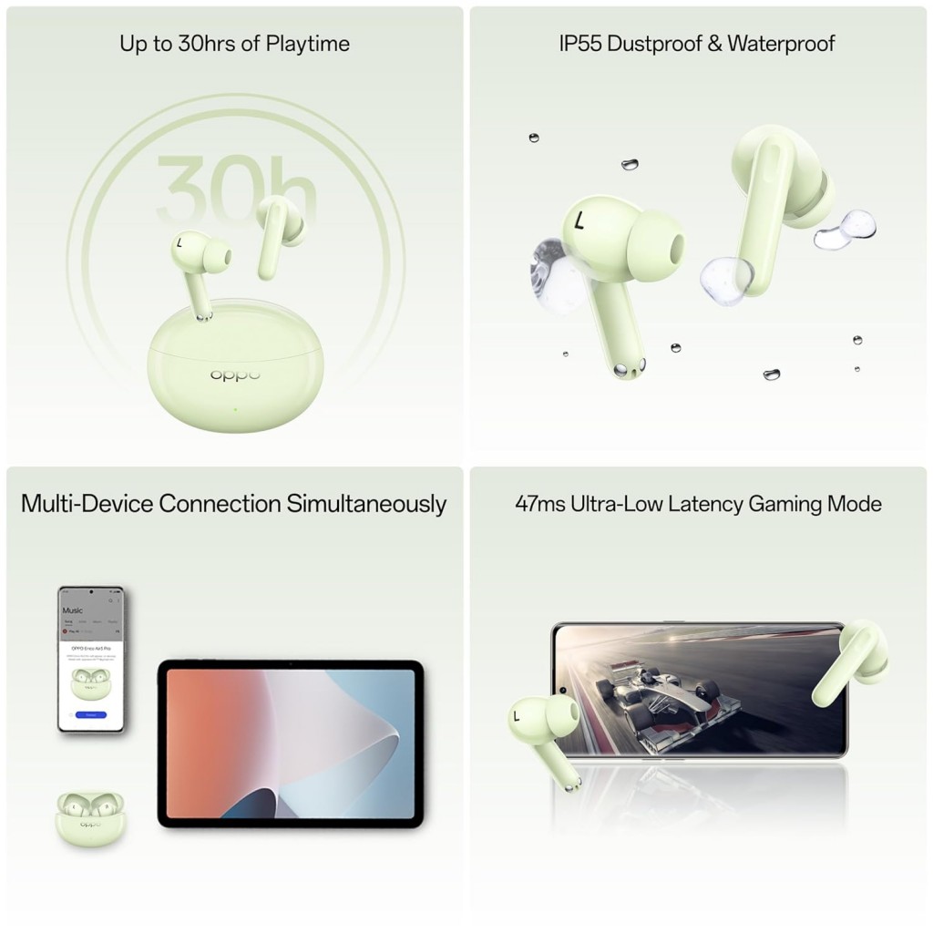 Oppo Enco Air3 Pro True Wireless in Ear Earbuds with Industry First Composite Bamboo Fiber (Green) Oppo Enco Air3 Pro True Wireless in Ear Earbuds with Industry First Composite Bamboo Fiber (Green)