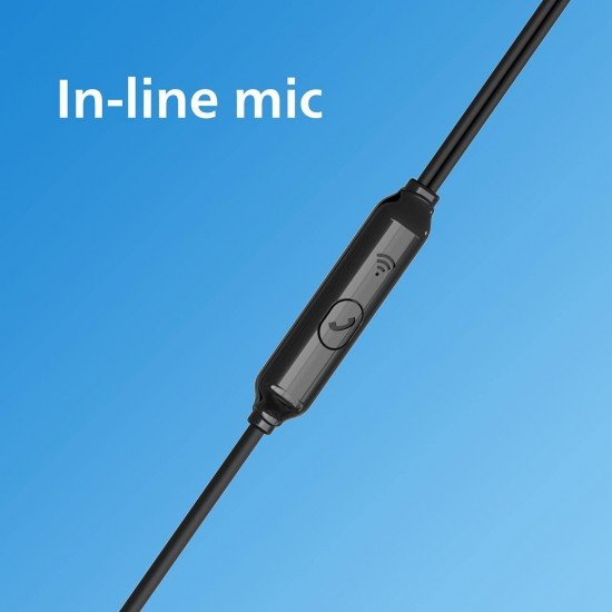 Philips Audio TAE1126 Wired in Ear Earphones with mic, 10 mm Driver, Powerful bass and Clear Sound, Black