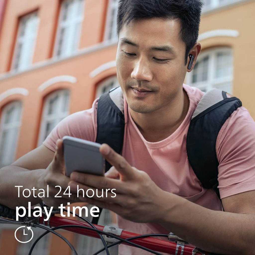 Philips Audio TWS TAT3225 True Wireless Earbuds with 24 Hr Playtime (6+18), IPX4, Bluetooth 5.2, 13 mm Drivers, Voice Assistant (Black) Philips Audio TWS TAT3225 True Wireless Earbuds with 24 Hr Playtime (6+18), IPX4, Bluetooth 5.2, 13 mm Drivers, Voice Assistant (Black)