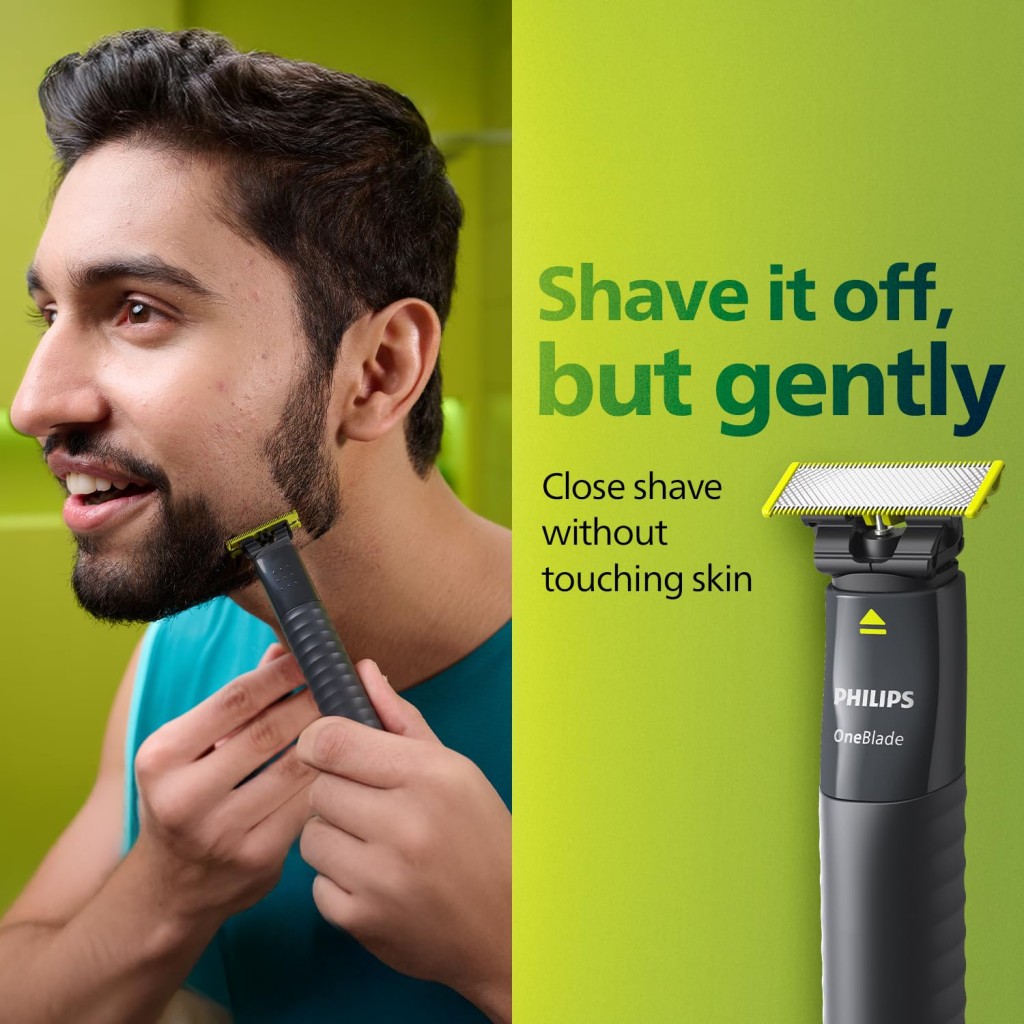 Philips One Blade Face Hybrid Trimmer & Shaver For Men Best Zero Trim For Face No Skin Irritation As Blade Never Touches Skin Philips One Blade Face Hybrid Trimmer & Shaver For Men Best Zero Trim For Face No Skin Irritation As Blade Never Touches Skin