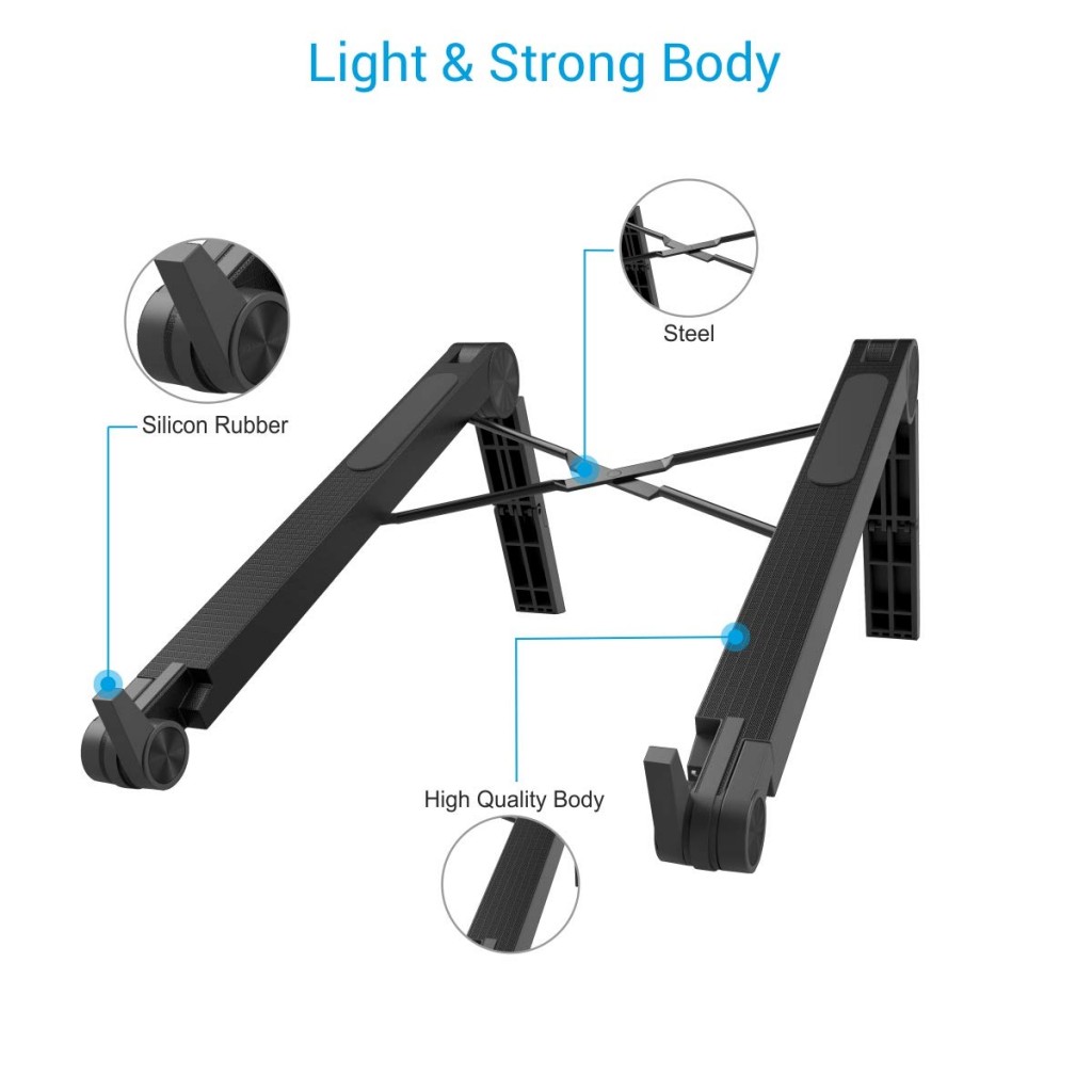 Portronics My Buddy Lite Plus POR-1118 Adjustable Height with Air-Ventilation Ergonomic Design Laptop Stand for Table Bed(Black) Portronics My Buddy Lite Plus POR-1118 Adjustable Height with Air-Ventilation Ergonomic Design Laptop Stand for Table Bed(Black)