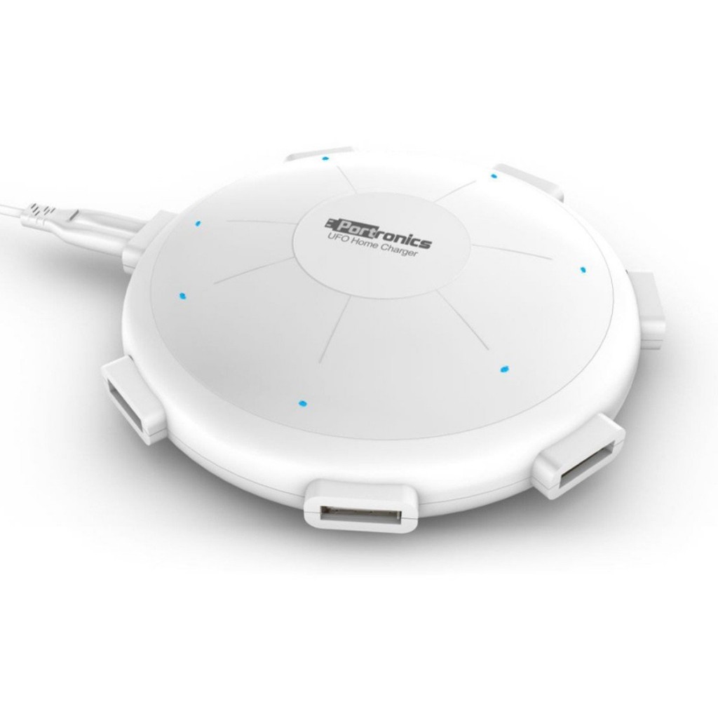 Portronics POR 343 UFO USB Home Charger 6 Ports 8A Charging Station for Smartphones and Tablets - White Portronics POR 343 UFO USB Home Charger 6 Ports 8A Charging Station for Smartphones and Tablets - White