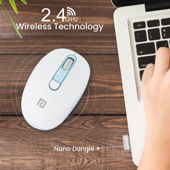 Portronics Toad 11 Wireless Mouse, 2.4 GHz Connectivity with USB Nano Dongle, Adjustable (Blue)