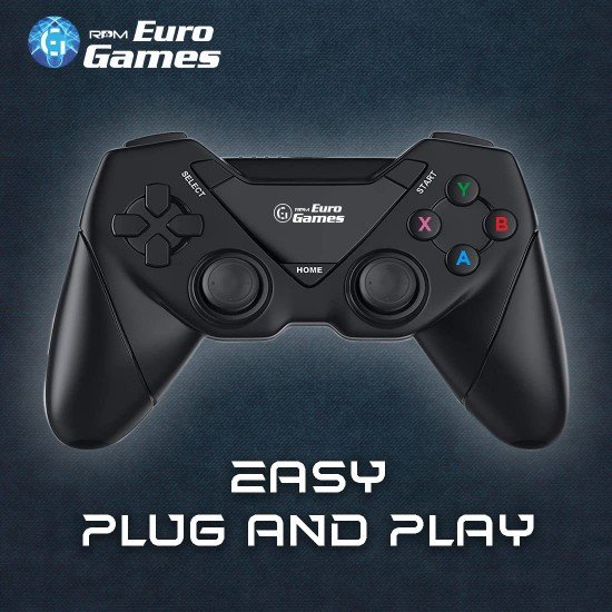 RPM Euro Games Laptop/PC Controller 2.4G Wireless Gamepad for Windows - 7, 8, 8.1,10, XP & PS3. Plug and Play with USB Dongle Connect 