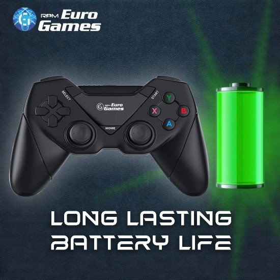 RPM Euro Games Laptop/PC Controller 2.4G Wireless Gamepad for Windows - 7, 8, 8.1,10, XP & PS3. Plug and Play with USB Dongle Connect